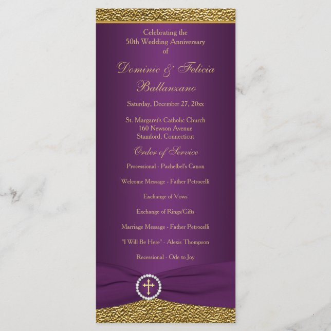 50th Wedding Anniversary Vow Renewal Program Programme (Front)