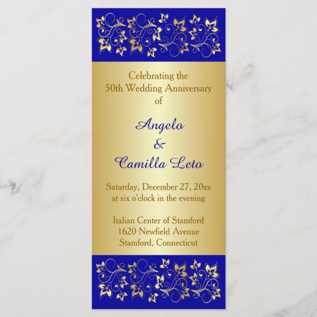 50th Wedding Anniversary Vow Renewal Program Programme (Front)