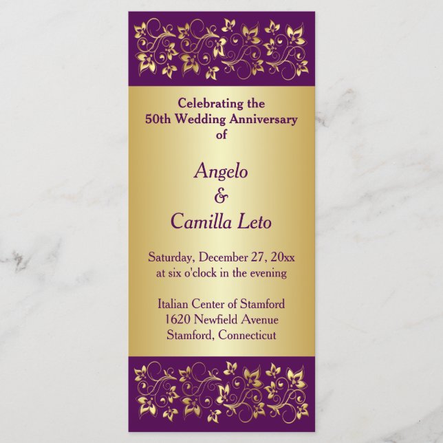 50th Wedding Anniversary Vow Renewal Program Programme (Front)