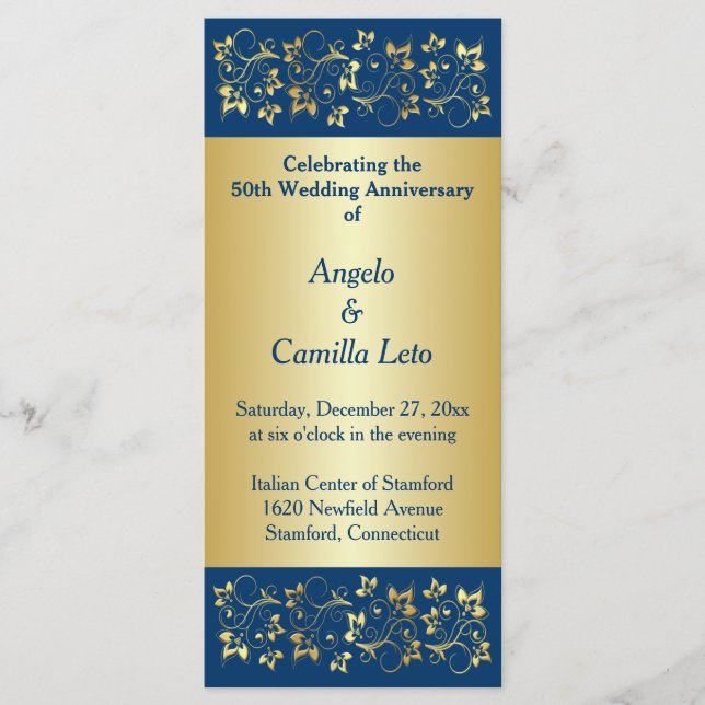 50th Wedding Anniversary Vow Renewal Program Programme (Front)