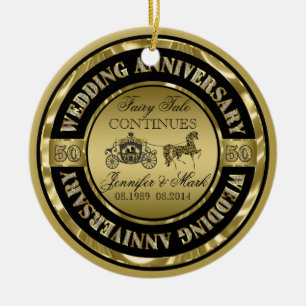 50th Wedding Anniversary-Wedding Horse & Carriage Ceramic Tree Decoration
