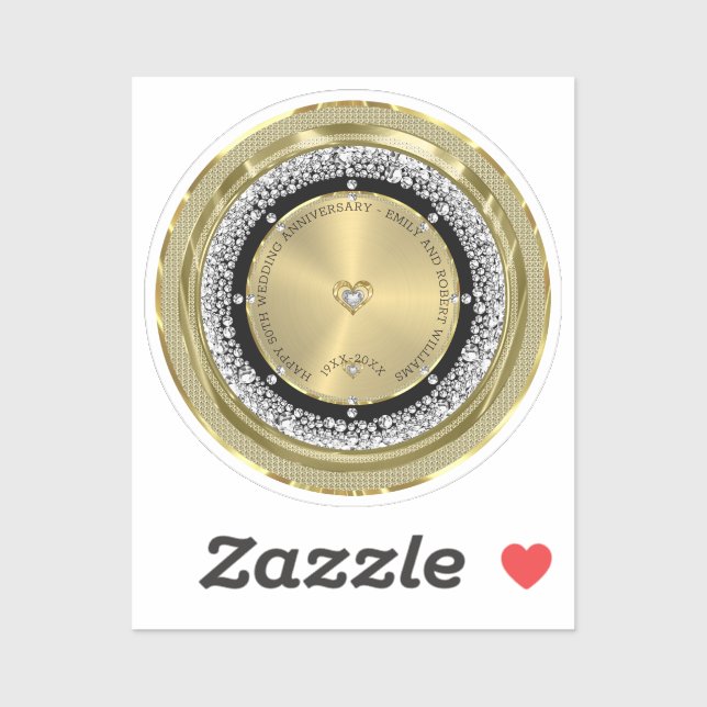 50th wedding Anniversary white diamonds & gold (Sheet)