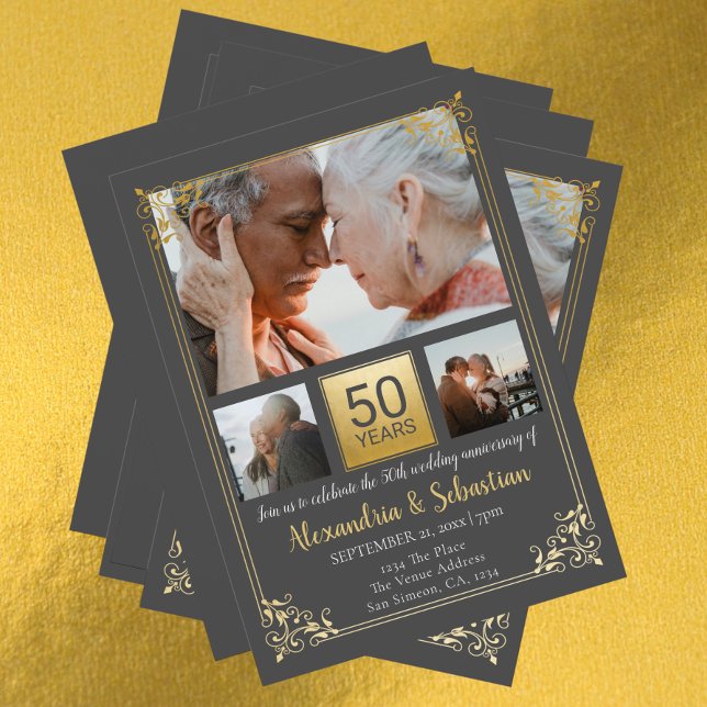 50th Wedding Anniversary With Frame Personalised Invitation (Creator Uploaded)