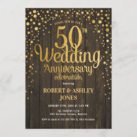 50th Wedding Anniversary - Wood & Gold