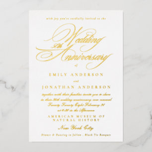 50th Wedding Anniversary Yellow Calligraphy Gold
