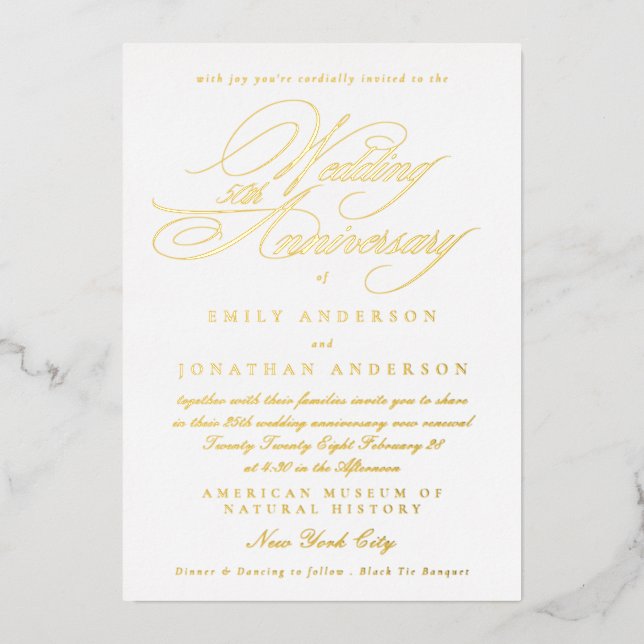 50th Wedding Anniversary Yellow Calligraphy Gold (Front)