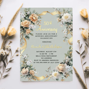 50th wedding anniversary yellow florals gold