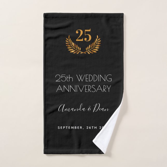 50th wedding annversary white black wreath bath towel set (Hand Towel)