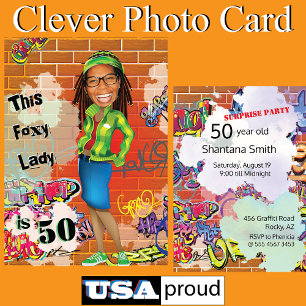  50th Women’s Birthday 💃 Foxy Lady Portrait Funny Invitation