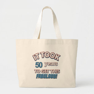 50th year birthday designs large tote bag