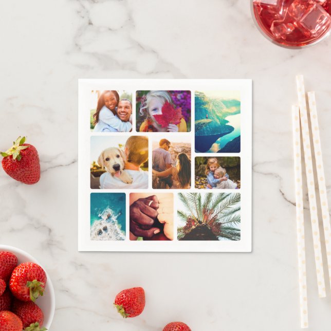 50x Serviettes Napkins 9 Photo Collage Template (Insitu)