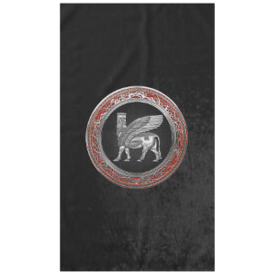 [510] Assyrian Winged Bull - Silver Lamassu Tablecloth