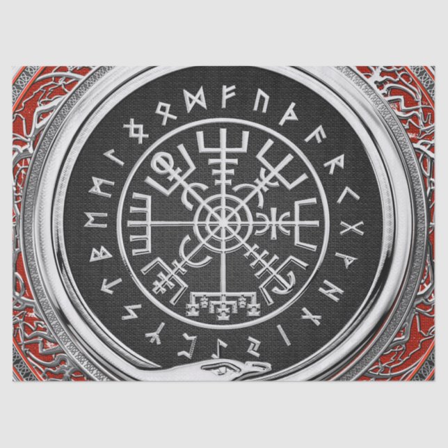 [510] Vegvisir - Viking Silver Magic Runic Compass Tissue Paper (Front)