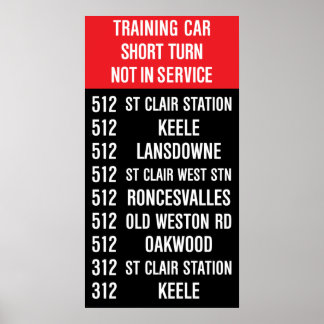 512 ST CLAIR Replica TTC Rollsign Poster