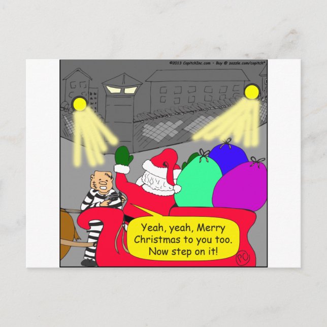 515 prison escape santa cartoon holiday postcard (Front)