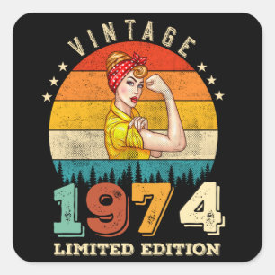 51 Year Old Bday 1974 Vintage 51st Birthday Women Square Sticker