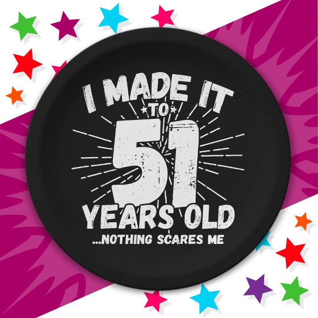 51 Year Old Sarcastic Meme Funny 51st Birthday Paper Plate (Creator Uploaded)