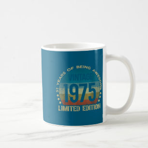 51 Year Old Vintage 1975 Limited Edition 51st Birt Coffee Mug
