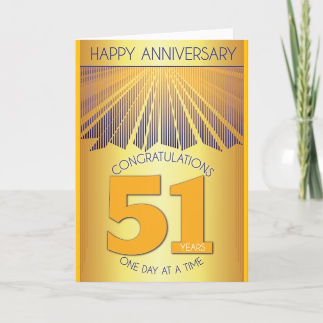 51 Year Sober Anniversary | Golden Ray 12 Step Card (Front)