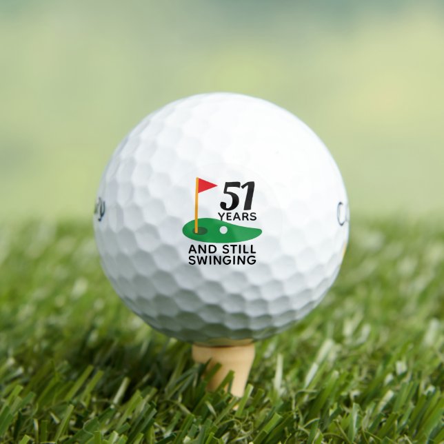 51 Years and Still Swinging Funny 51st Birthday Golf Balls (Insitu Tee)