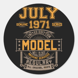 51 Years Old 51st Birthday Decoration July 1971 Classic Round Sticker