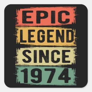 51 Years Old Bday 1974 Epic Legend 51st Birthday Square Sticker