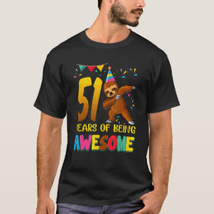 51 Years Old Birthday Sloth Dabbing 51st Birthday T-Shirt
