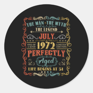 51St Awesome July 1972 51 Classic Round Sticker