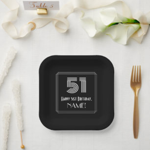 51st Birthday — Art Deco Inspired Look “51”  Paper Plate