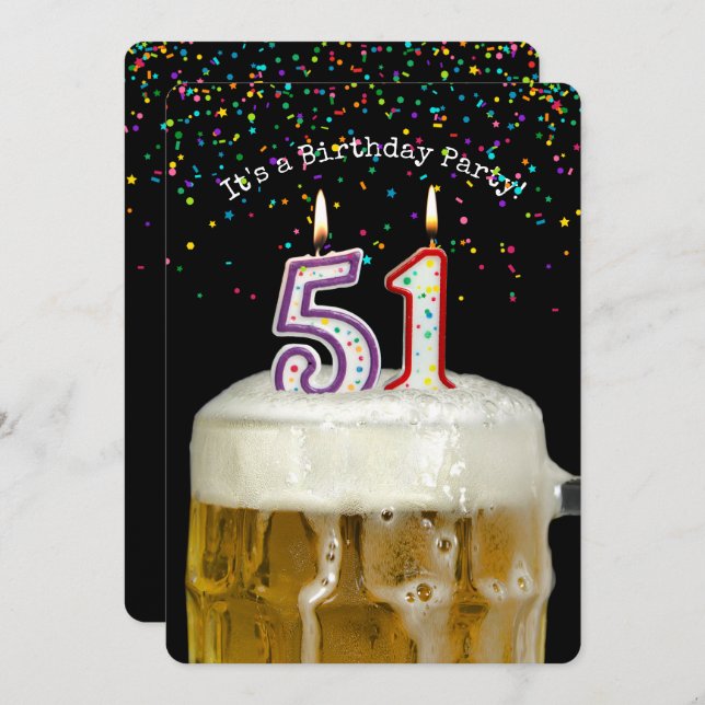51st Birthday Beer Party Invitation (Front/Back)