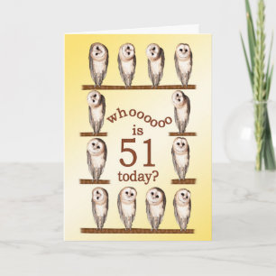 51st birthday, Curious owls card. Card