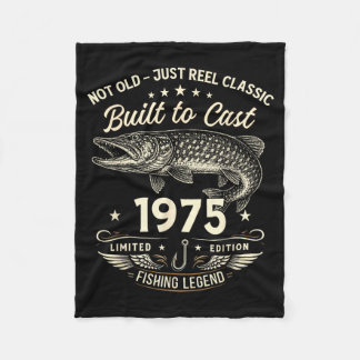 51st Birthday Fishing Gift Men Original 1975 Lied Fleece Blanket