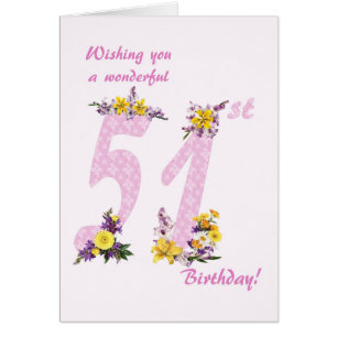 51st Birthday Flower Decorated Numbers