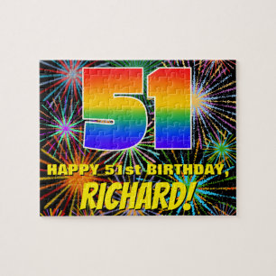 51st Birthday: Fun, Colourful Celebratory Firework Jigsaw Puzzle
