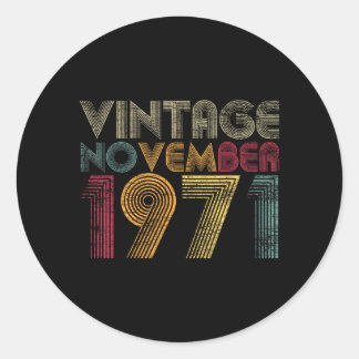 51st Birthday Gifts - Vintage November 1971 Classic Round Sticker