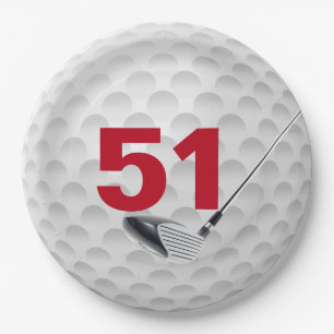 51st Birthday Golf Ball Design Paper Plate