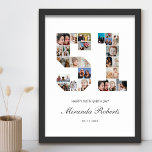 51st Birthday Number 51 Custom Photo Collage Poster<br><div class="desc">Celebrate 51st birthday with this personalised number 51 photo collage poster. This customisable gift is also perfect for wedding anniversary. It's a great way to display precious memories from your wedding and married life. The poster features a collage of photos capturing those special moments, and it can be customised with...</div>