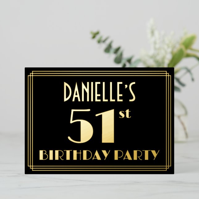 51st Birthday Party: Art Deco Look “51”, w/ Name (Standing Front)