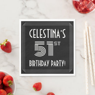 51st Birthday Party: Art Deco Style + Custom Name Napkin