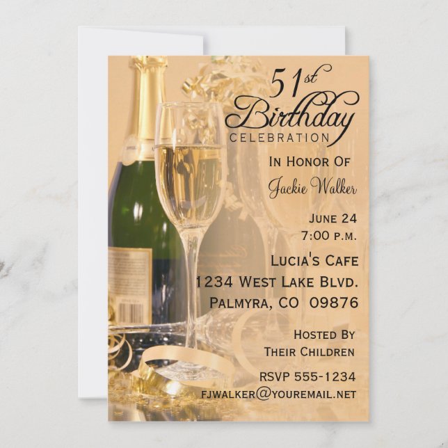 51st Birthday Party Invitation (Front)