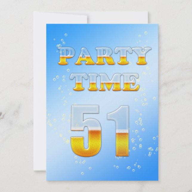 51st birthday party invitation with beer (Front)