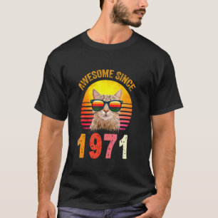 51st Birthday Vintage Cat Awesome Since 1971 T-Shirt