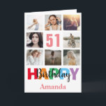 51st Happy Birthday Photo Collage Modern Pink Card<br><div class="desc">51st Happy Birthday Photo Collage Modern Pink Card with personalised name. For further customisation,  please click the "Customise it" button and use our design tool to modify this template.</div>