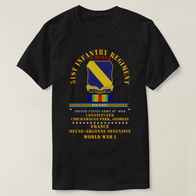51st Infantry Regiment I Serve France WWI T-Shirt (Design Front)