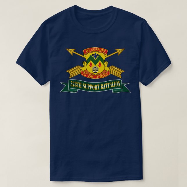 528th Support Battalion w SF Br Ribbon X T-Shirt (Design Front)