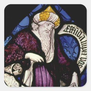 52:Roundel of the prophet Ezekiel, 15th century Square Sticker