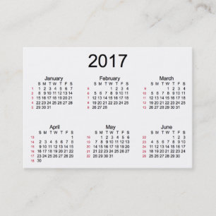 52 Week 2017 White Calendar by Janz Business Cards