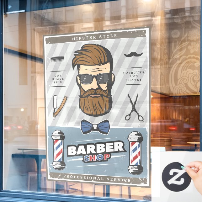 52" x 72" Barber Shop Window Cling (Cafe Window)