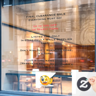 52" x 72" Final Clearance Sale Window Cling