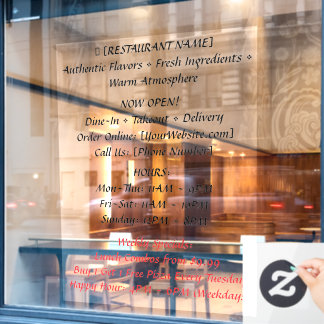 52" x 72" Restaurant Window Cling